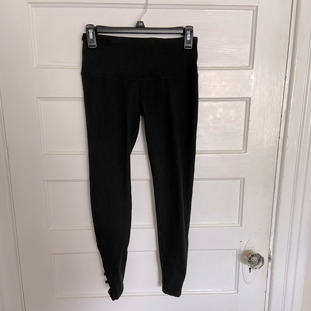 Cropped black ankle detail leggings, never worn.